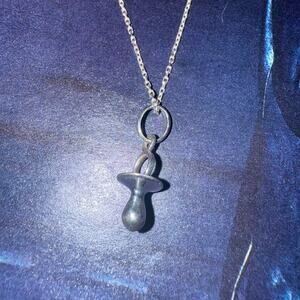 Y2K 925 Sterling Silver Links of London baby pacifier necklace